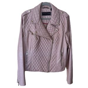 Tommy Hilfiger Blush Pink Quilted Moto Jacket Gold Hardware